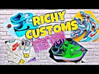 a pair of sneakers with the words'rght customs'on them