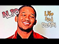 a man smiling with the words alpo life and death