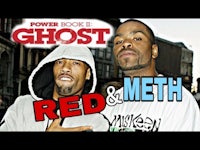 two men in hoodies with the words ghost red and meth