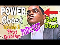 a man in a suit with the words power ghost episode 5 first reaction