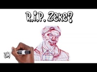 a drawing of a man with the words rip zeke?