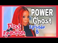 a woman with red hair and the words power ghost first reaction 8