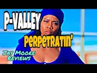 a woman in a blue shirt with the words p valley peppermint