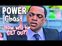 a man in a suit with the words power ghost how will he get out?