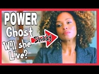 a woman with curly hair and the words power ghost shady will she live?