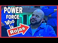 a man in a blue shirt with the words power force who is rias